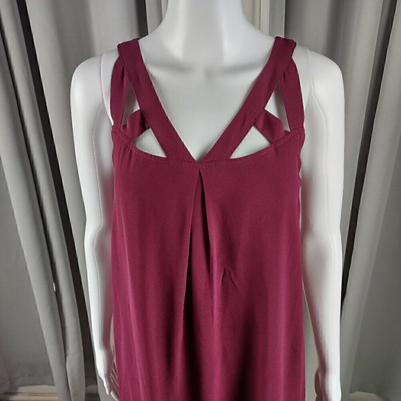 Peach Love California Womens Burgundy, Fully Lined Flowing Midi Dress Size Small - Picture 2 of 11